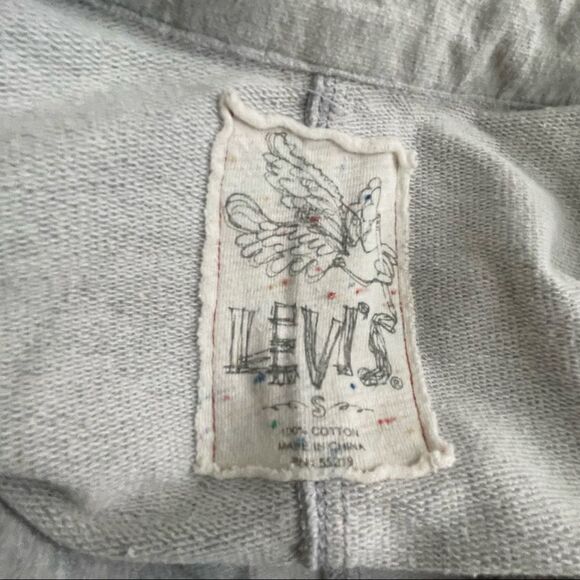 Levi’s Distressed Cotton Blazer Jacket Gray With Colorful Button Detail Sz Small - Picture 6 of 15